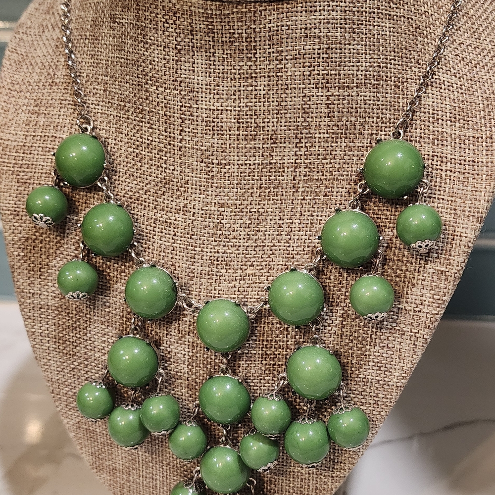 Green Beaded Statement Necklace